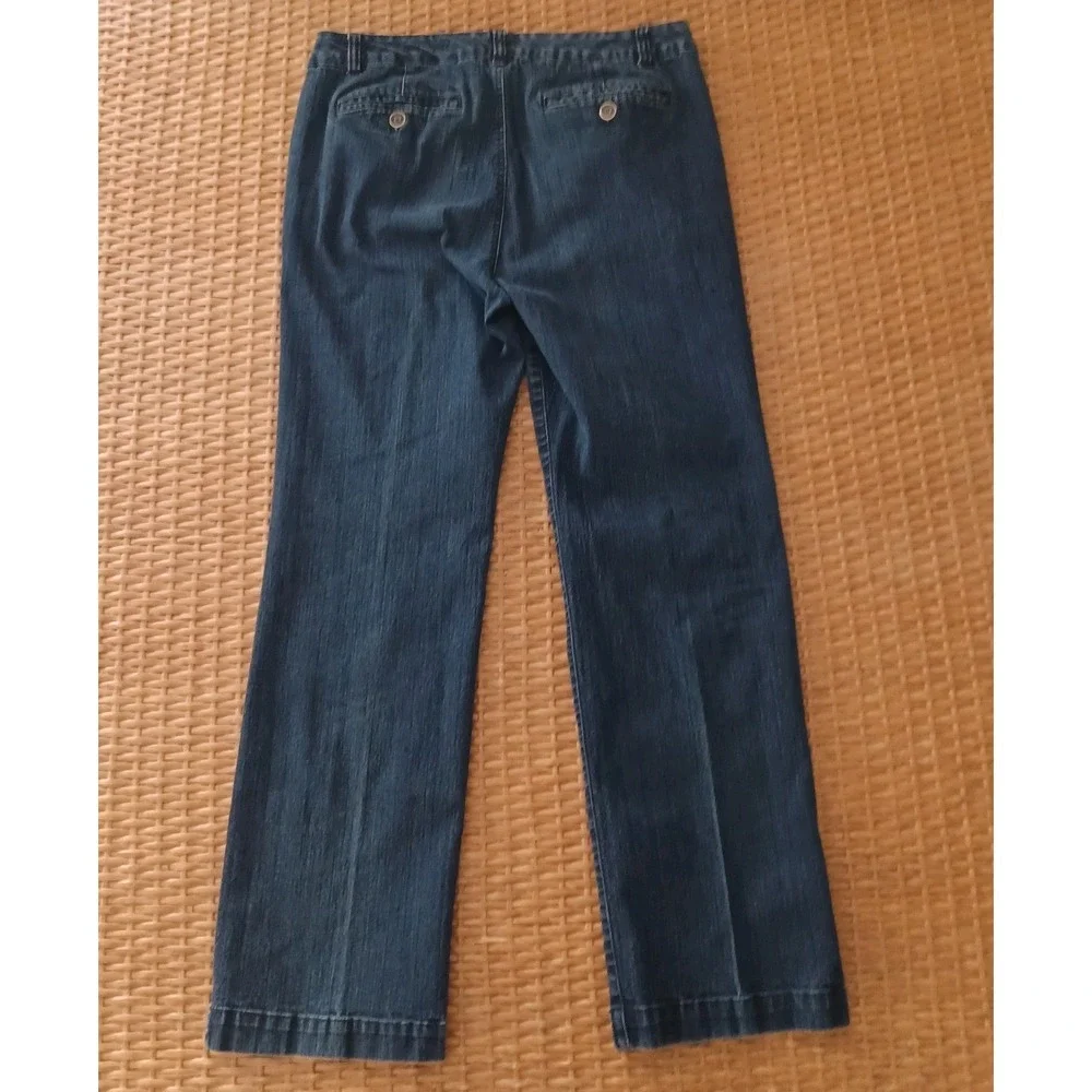 Pappagallo Womens Dark‎ Wash Wide Leg Denim Trouser Jeans Blue Size 10